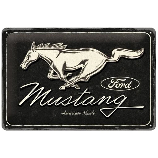 Nostalgic Art Ford Mustang Horse Logo Black Tin Sign - Medium Nostalgic Art