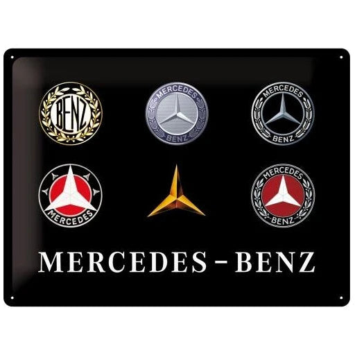 Nostalgic Art Mercedes Benz Logo Evolution Tin Sign - Large Nostalgic Art