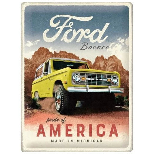 Nostalgic Art Ford Bronco Pride of America Special Edition Tin Sign - Large Nostalgic Art