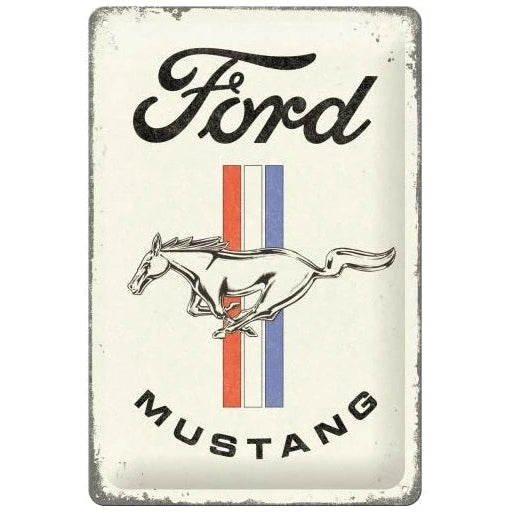 Nostalgic Art Ford Mustang Horse & Stripes Logo Tin Sign - Medium Nostalgic Art