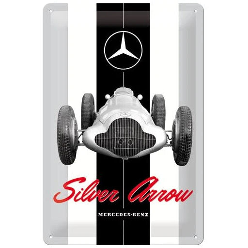 Nostalgic Art Mercedes Benz Silver Tin Sign - Medium Nostalgic Art