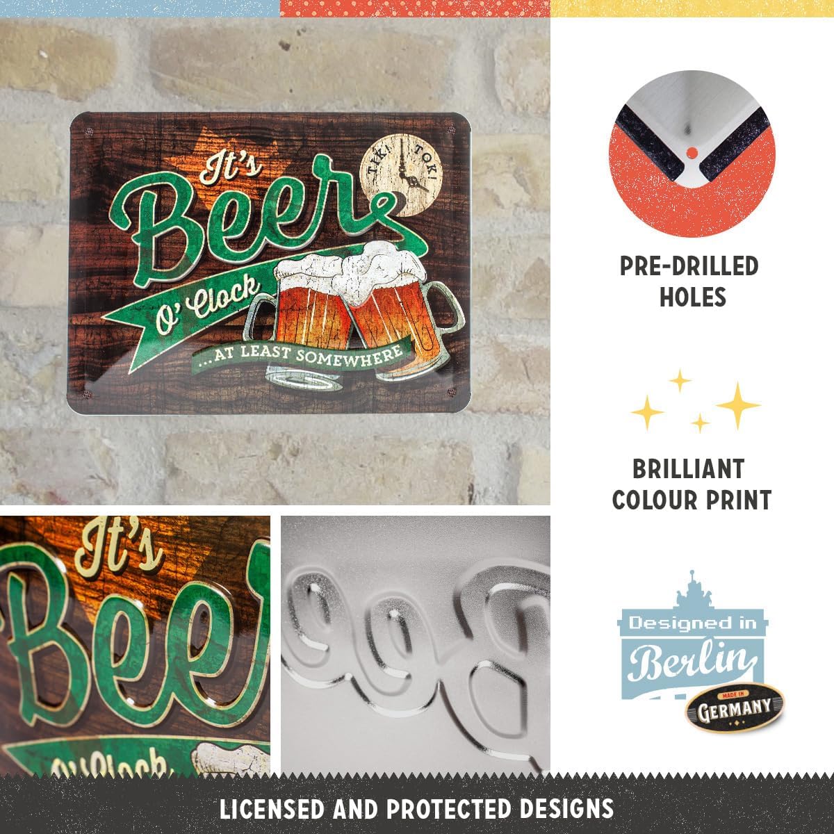 Nostalgic Art Beer O' Clock Tin Sign - Small Nostalgic Art