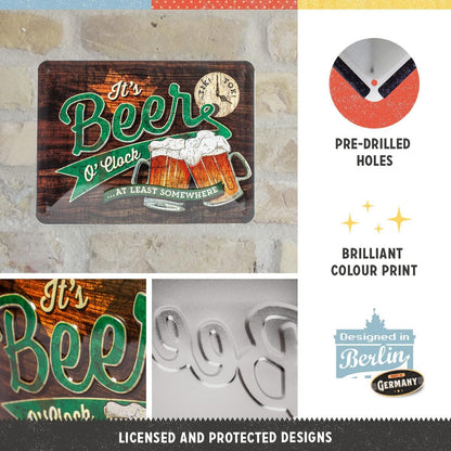 Nostalgic Art Beer O' Clock Tin Sign - Small Nostalgic Art