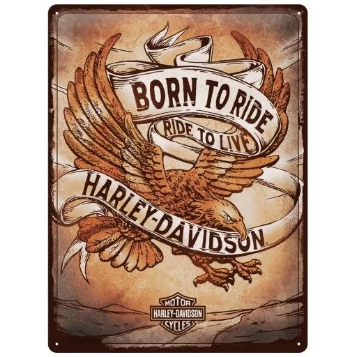Nostalgic Art Harley Davidson Born to Ride Eagle Tin Sign - Large Nostalgic Art