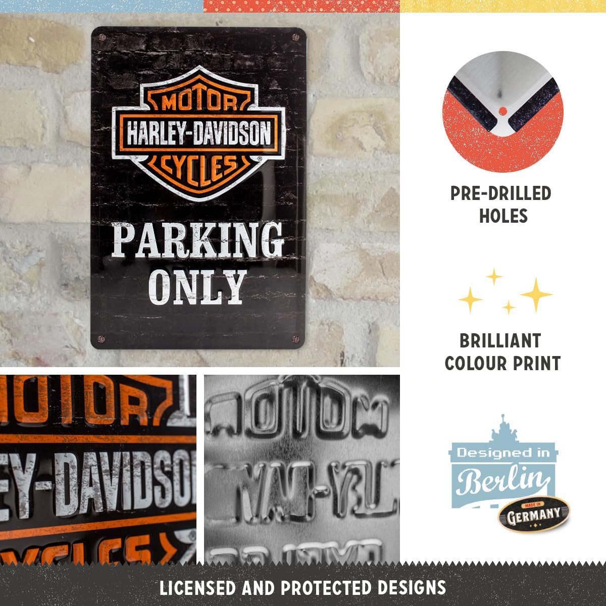 Nostalgic Art Harley Davidson Parking Only Tin Sign - Medium Nostalgic Art