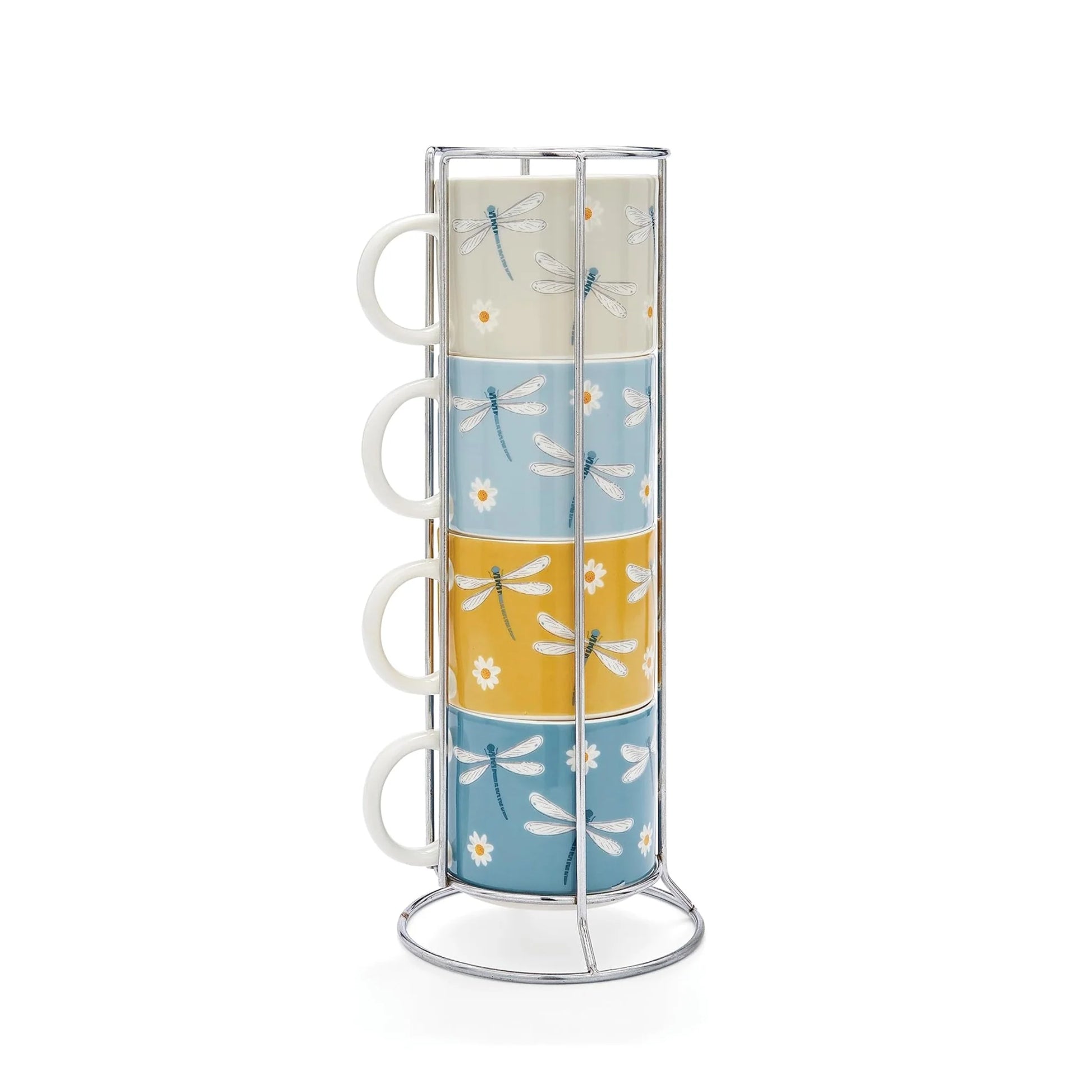 Cooksmart English Meadow Stacking Mugs In Holder - Set of 4 Cooksmart England