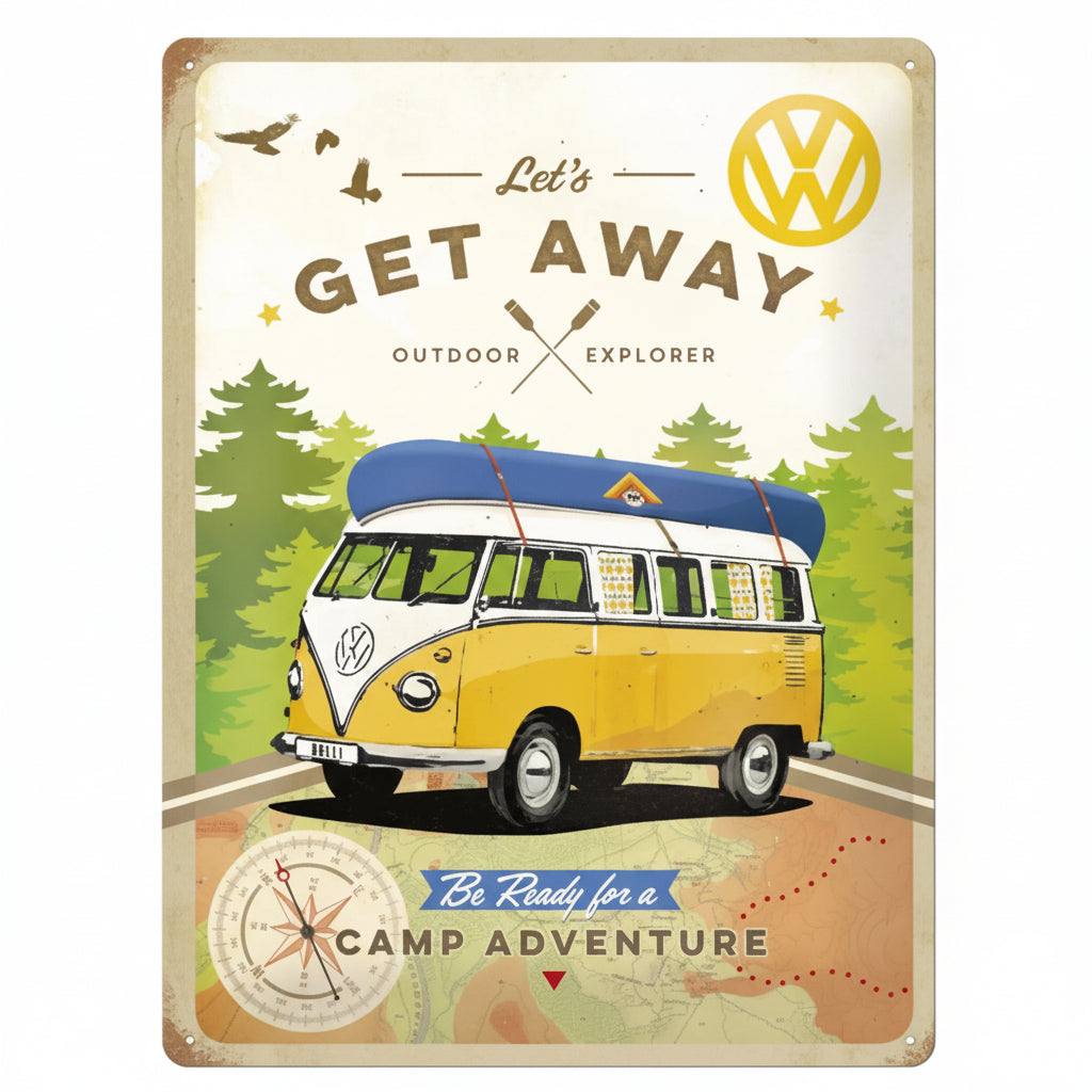 Nostalgic Art VW Lets Get Away Tin Sign - Large Nostalgic Art