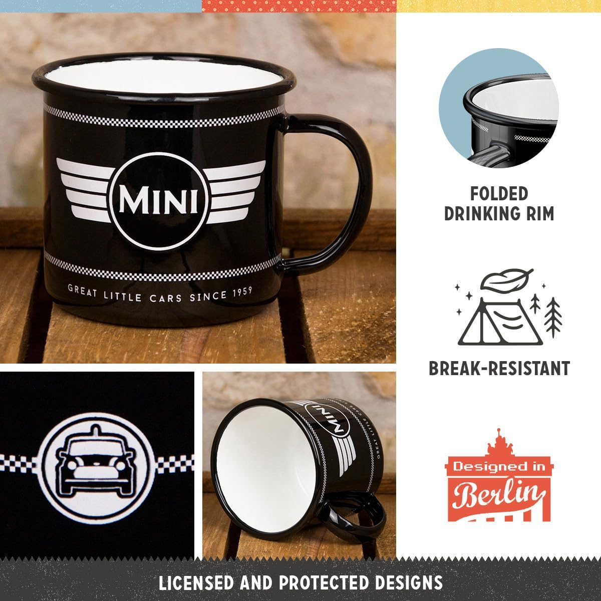 Nostalgic Art Mini Black Logo Enamel Mug Nostalgic Art