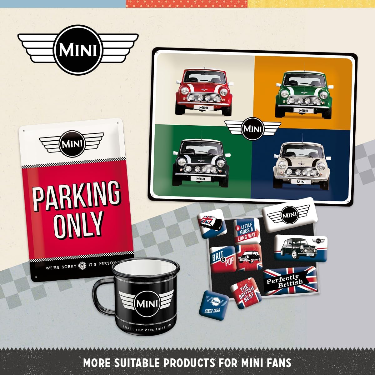 Nostalgic Art Mini 4 Cars Pop Art Tin Sign - Large Nostalgic Art