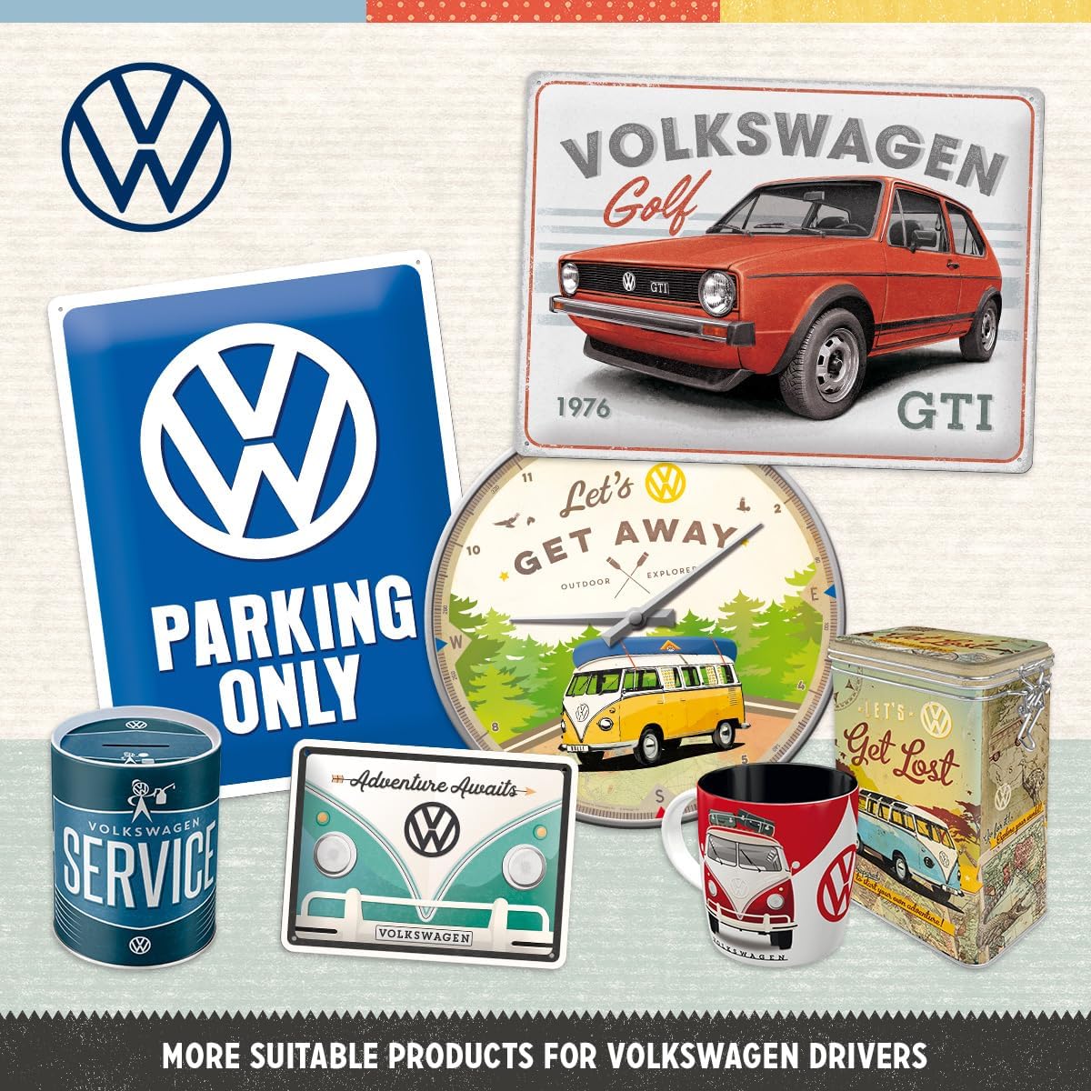 Nostalgic Art VW Lets Get Away Tin Sign - Large Nostalgic Art