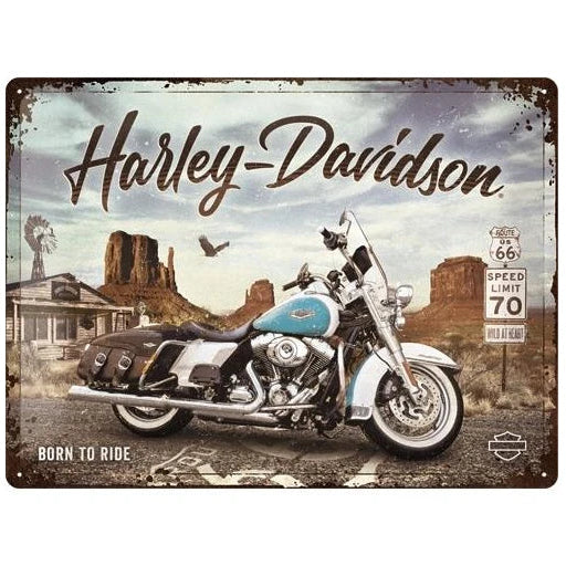 Nostalgic Art Harley Davidson Route 66 Tin Sign - Large Nostalgic Art