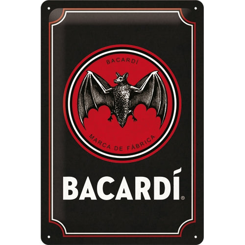 Nostalgic Art Bacardi Black Logo Tin Sign - Medium Nostalgic Art