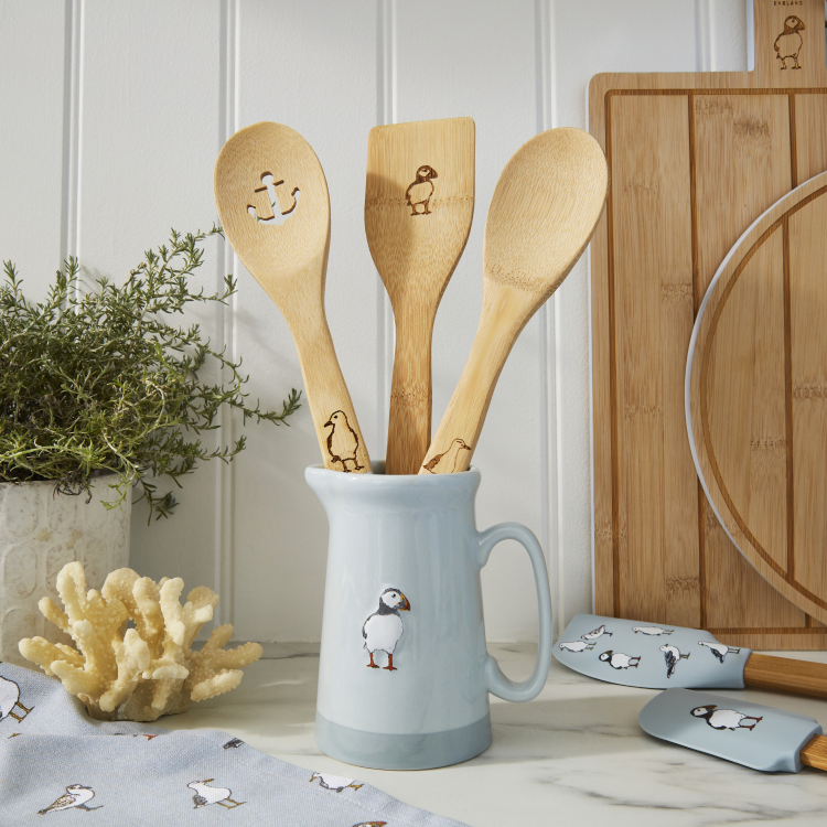 Cooksmart Coastal Birds Set of 3 Bamboo Utensils Cooksmart England
