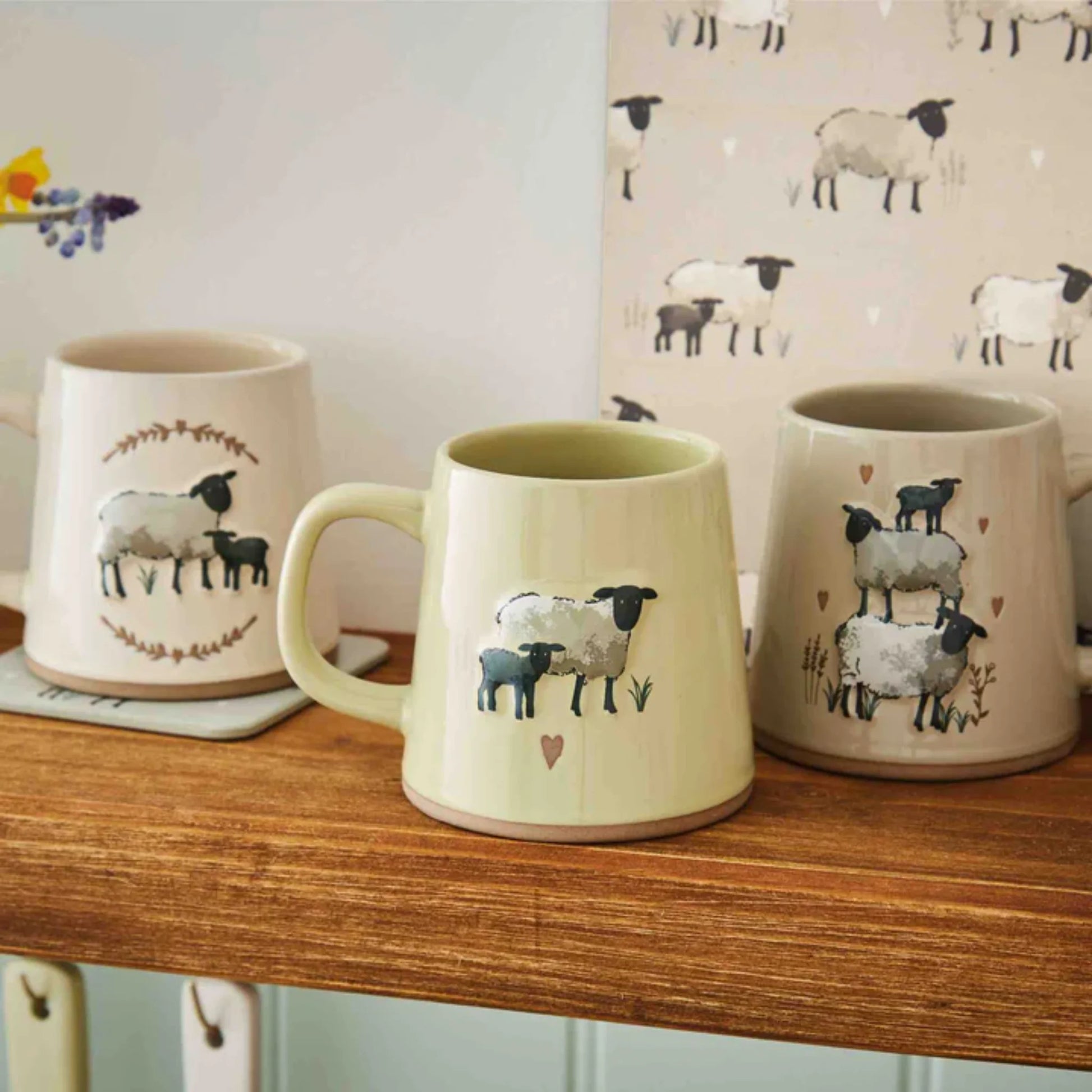 Cooksmart Highland Sheep Reverse Conical Mug - Sage Cooksmart England