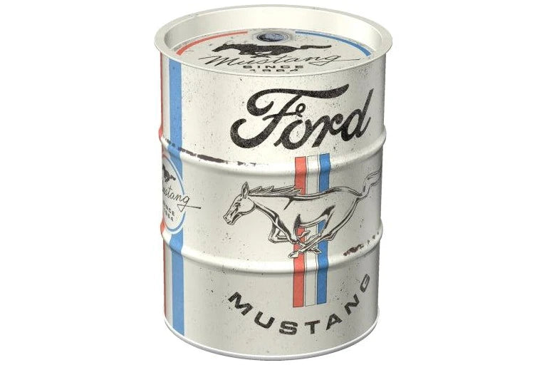 Nostalgic Art Ford Mustang - Horse & Stripes Logo Money Box Oil Barrel Nostalgic Art