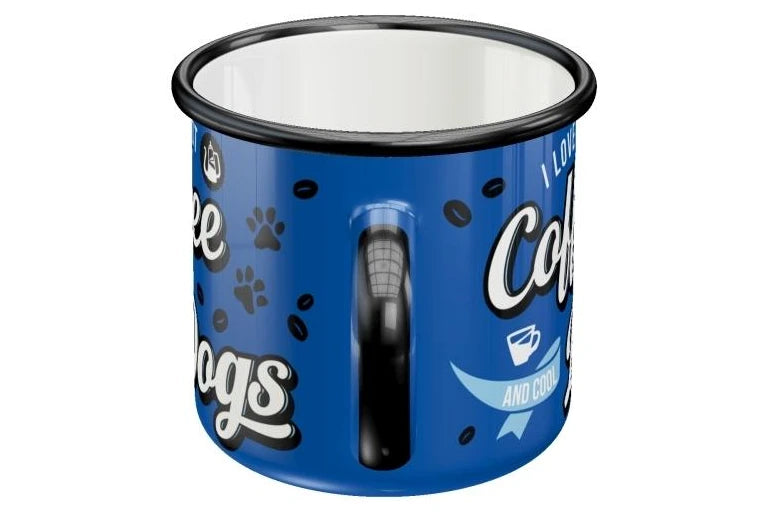 Hot Coffee & Cool Dogs Enamel Mug Nostalgic Art