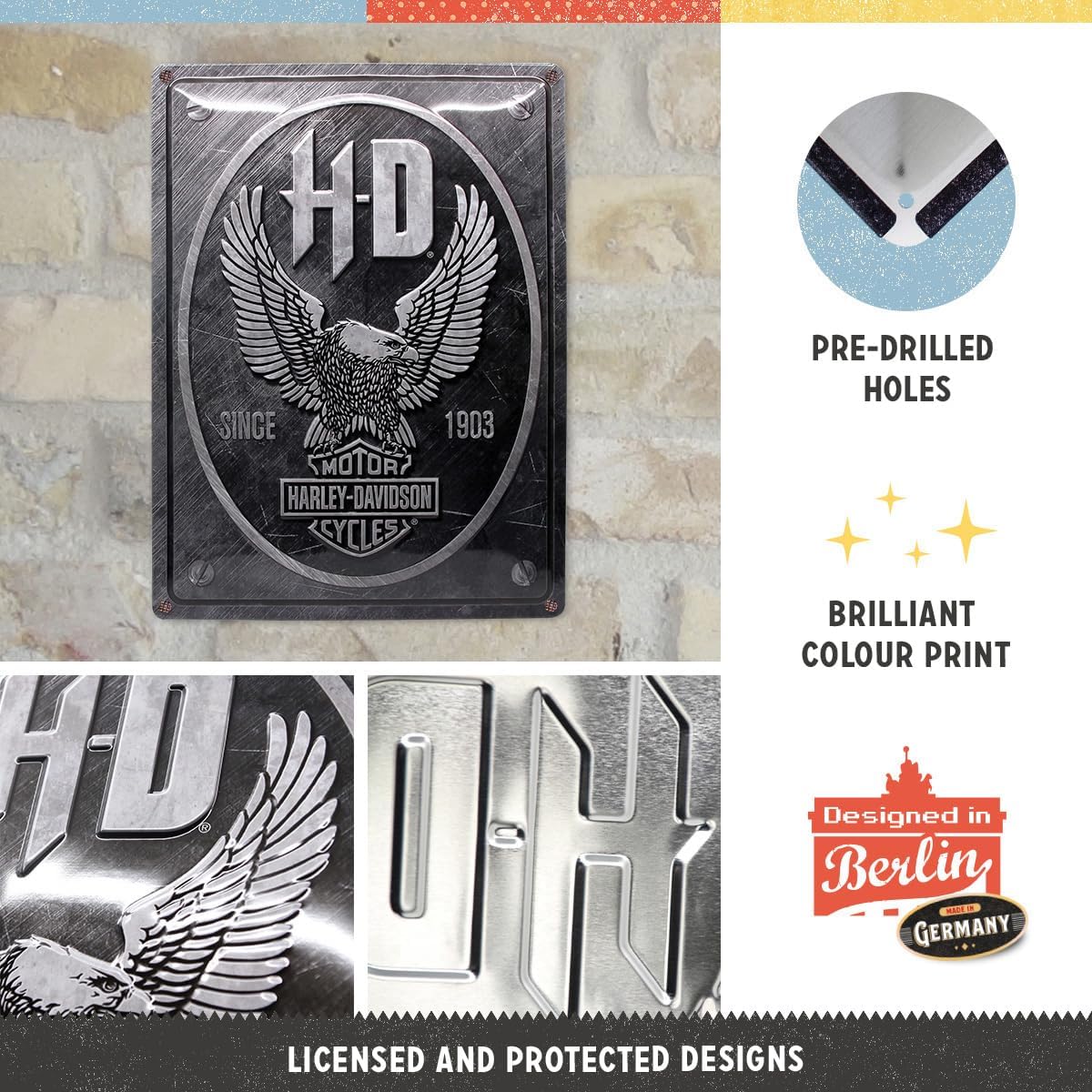 Nostalgic Art Harley Davidson Metal Eagle Tin Sign - Large Nostalgic Art