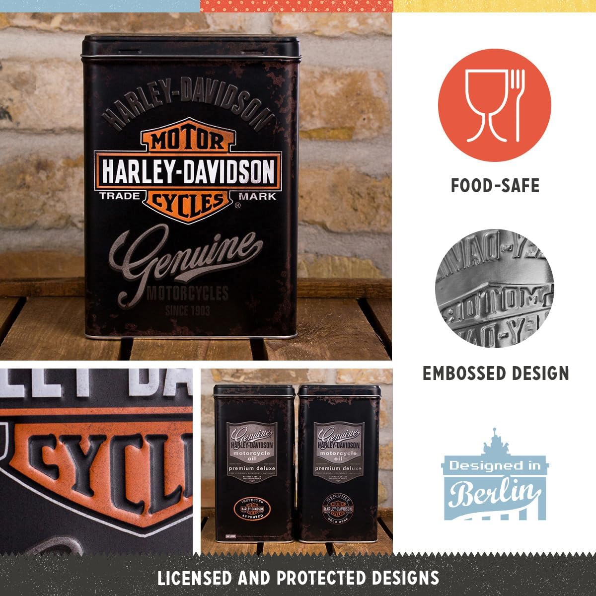 Nostalgic Art Harley Davidson Logo Large Storage Tin - L Nostalgic Art