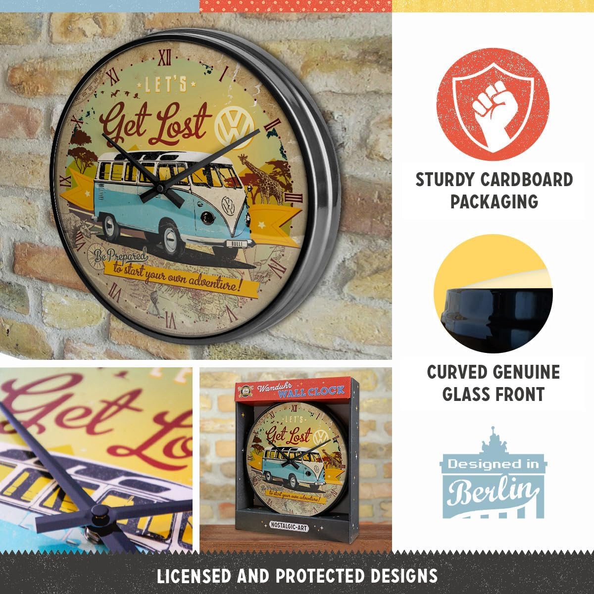 Nostalgic Art VW Bulli Lets Get Lost Wall Clock Nostalgic Art