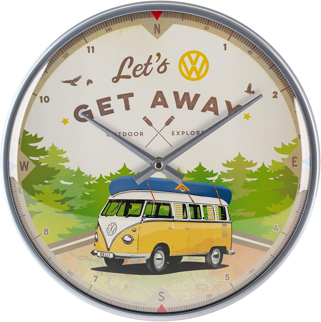 Nostalgic Art VW Bulli Let's Get Away Wall Clock Nostalgic Art