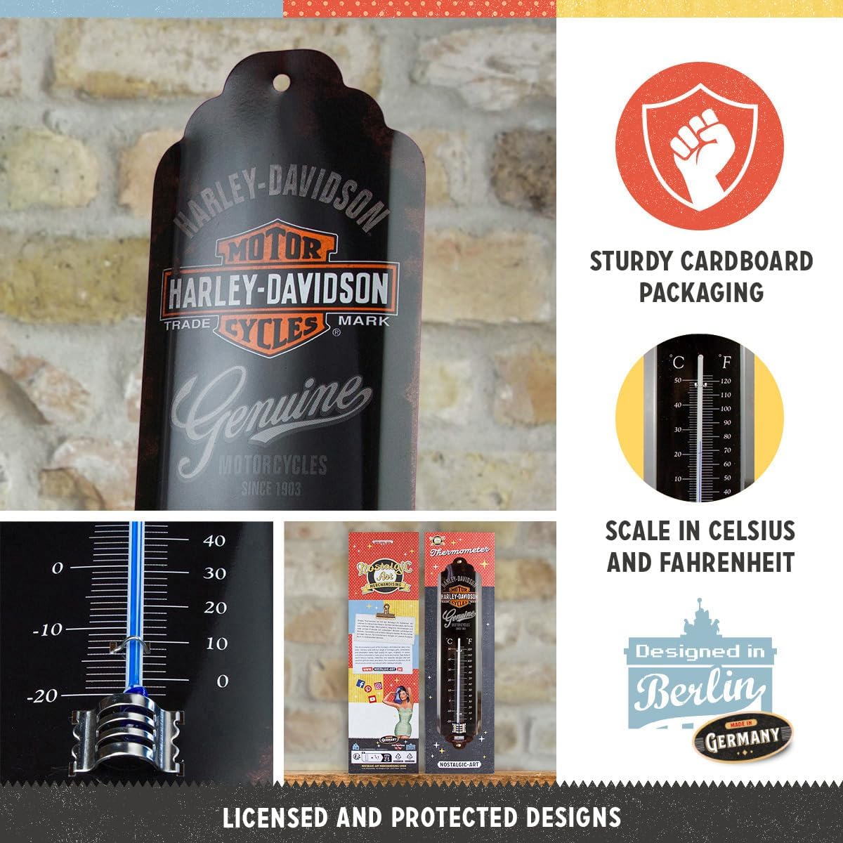 Nostalgic Art Harley Davidson Genuine Logo Thermometer Nostalgic Art