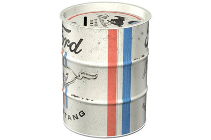 Nostalgic Art Ford Mustang - Horse & Stripes Logo Money Box Oil Barrel Nostalgic Art