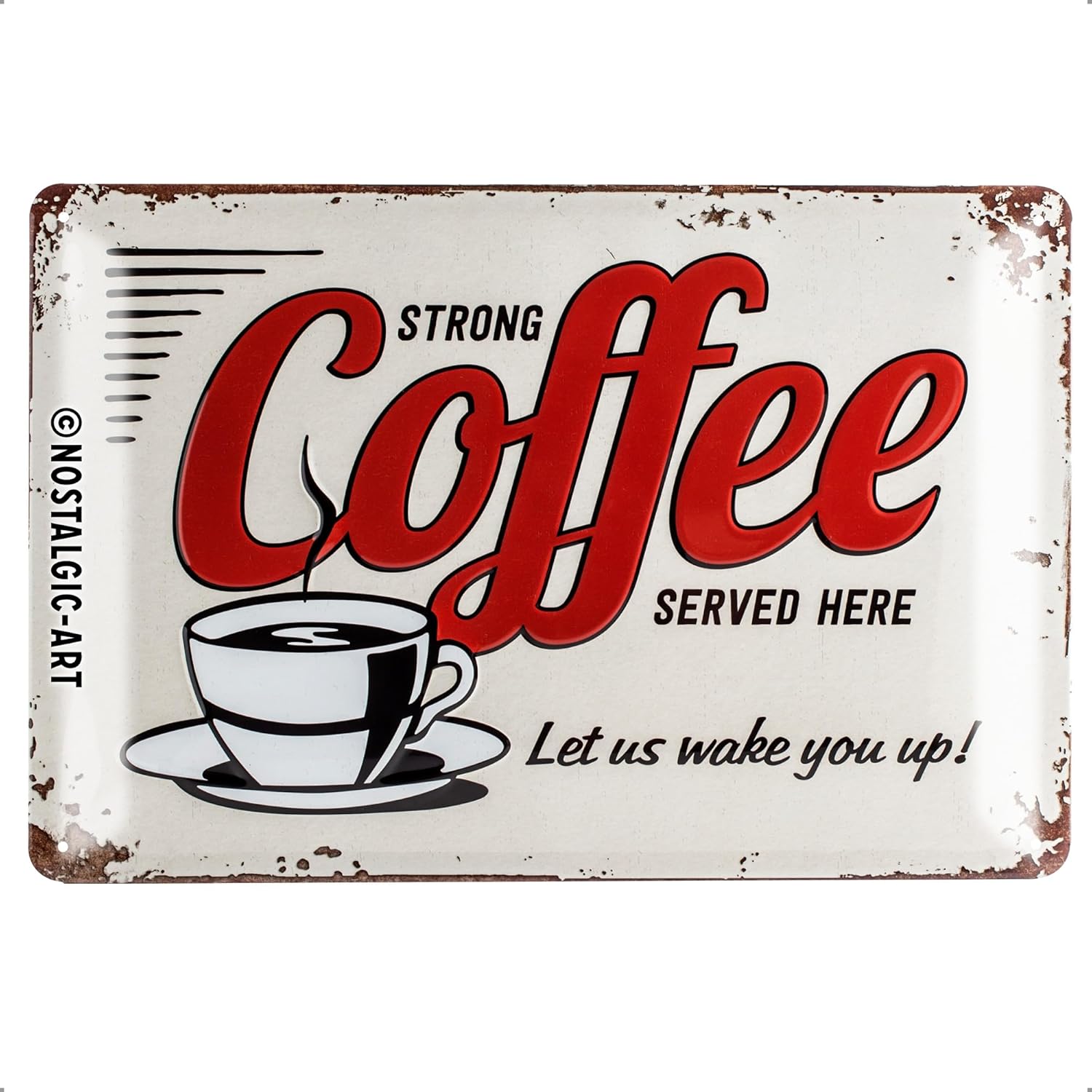 Nostalgic Art Strong Coffee Served Here Tin Sign - Medium Nostalgic Art