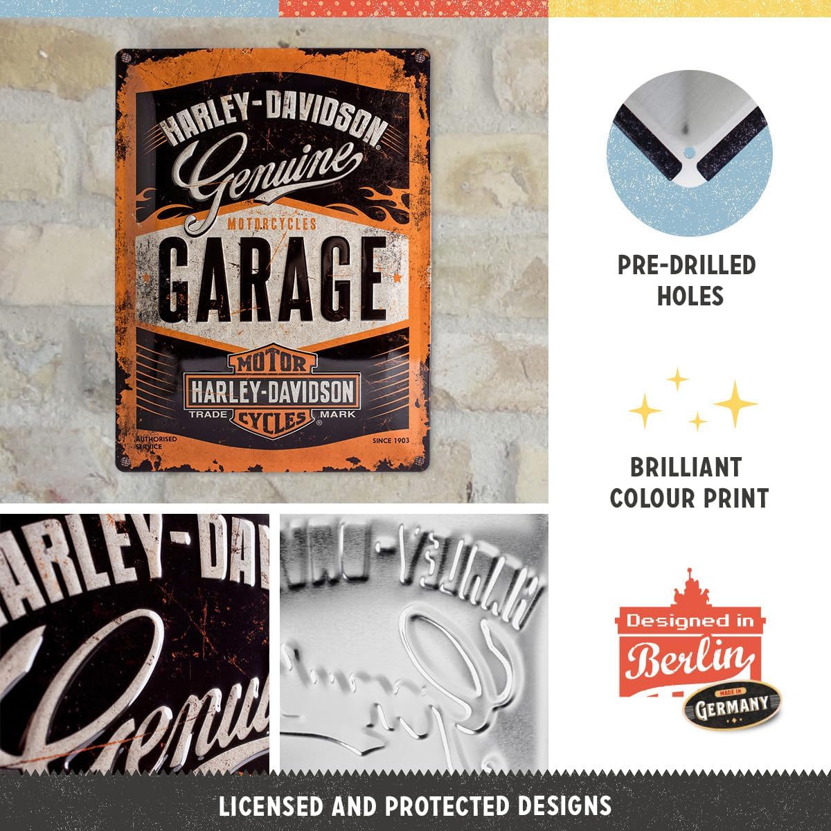 Nostalgic Art Harley Davidson Garage Tin Sign - Large Nostalgic Art