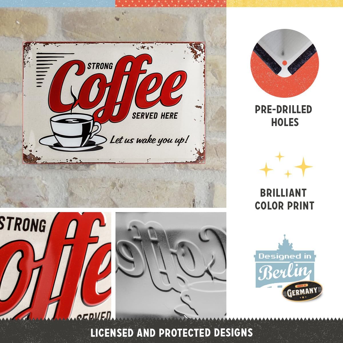 Nostalgic Art Strong Coffee Served Here Tin Sign - Medium Nostalgic Art