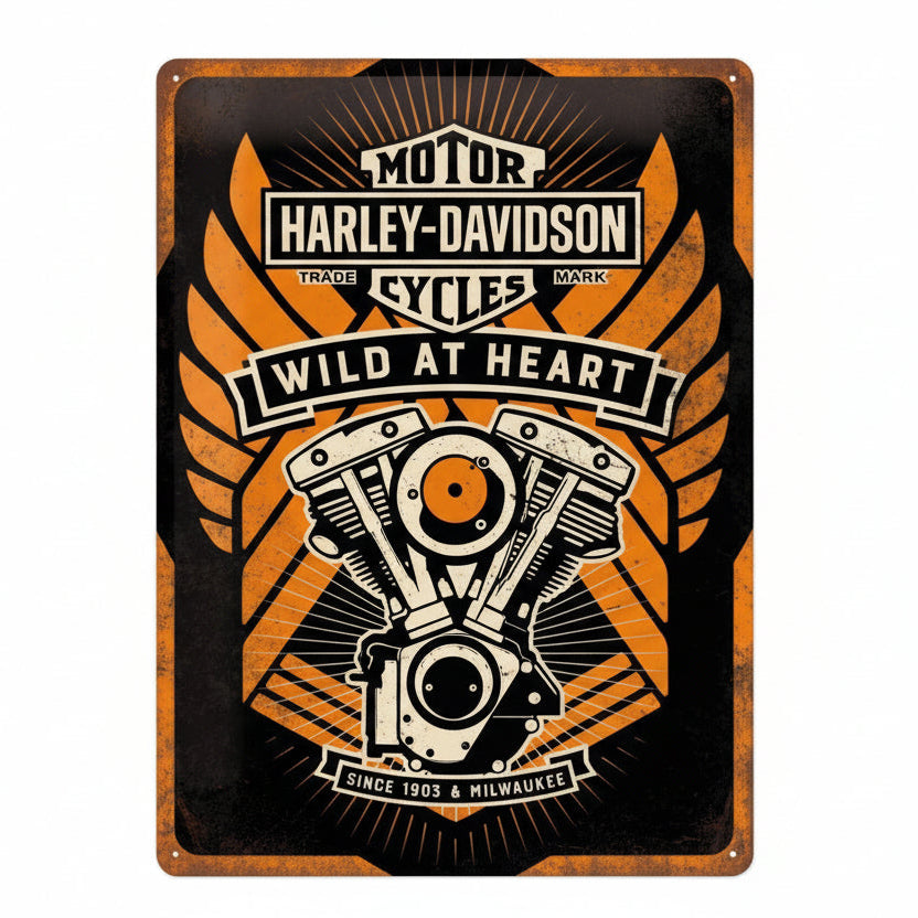 Nostalgic Art Harley Davidson Wild at Heart Tin Sign - Large Nostalgic Art