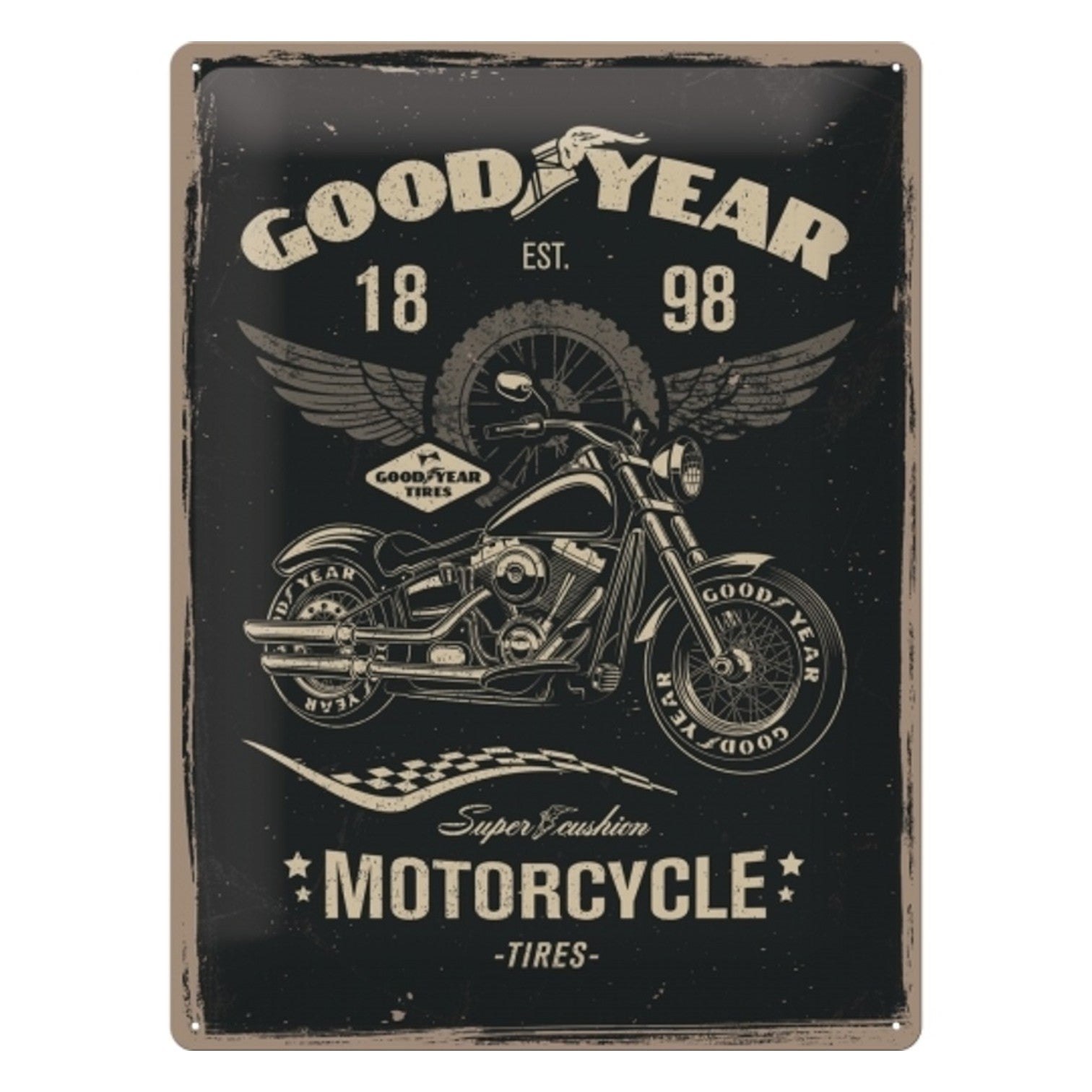 Nostalgic Art Good Year Motorcycle Tin Sign - Large Nostalgic Art