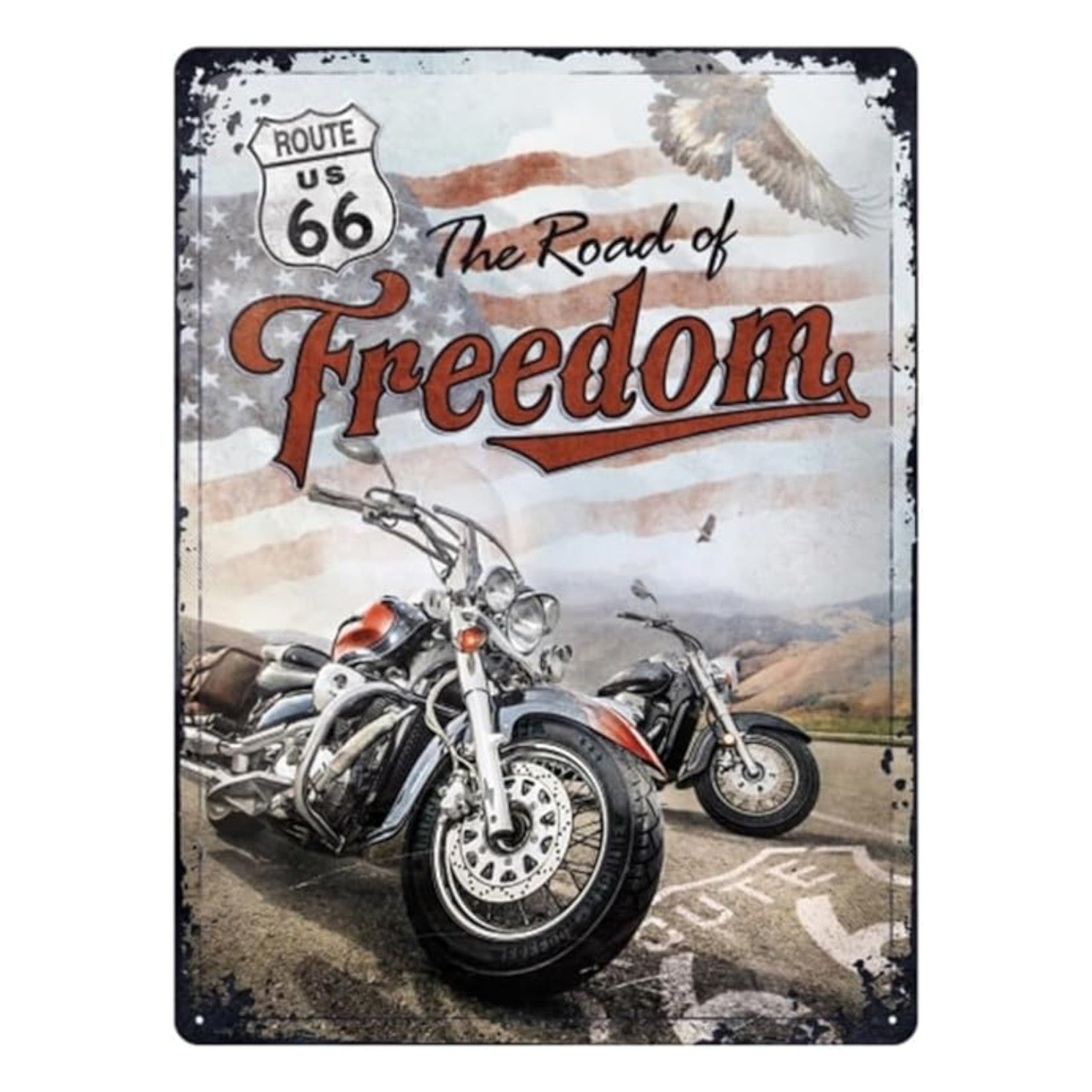 Nostalgic Art Route 66 Freedom Tin Sign - Large Nostalgic Art