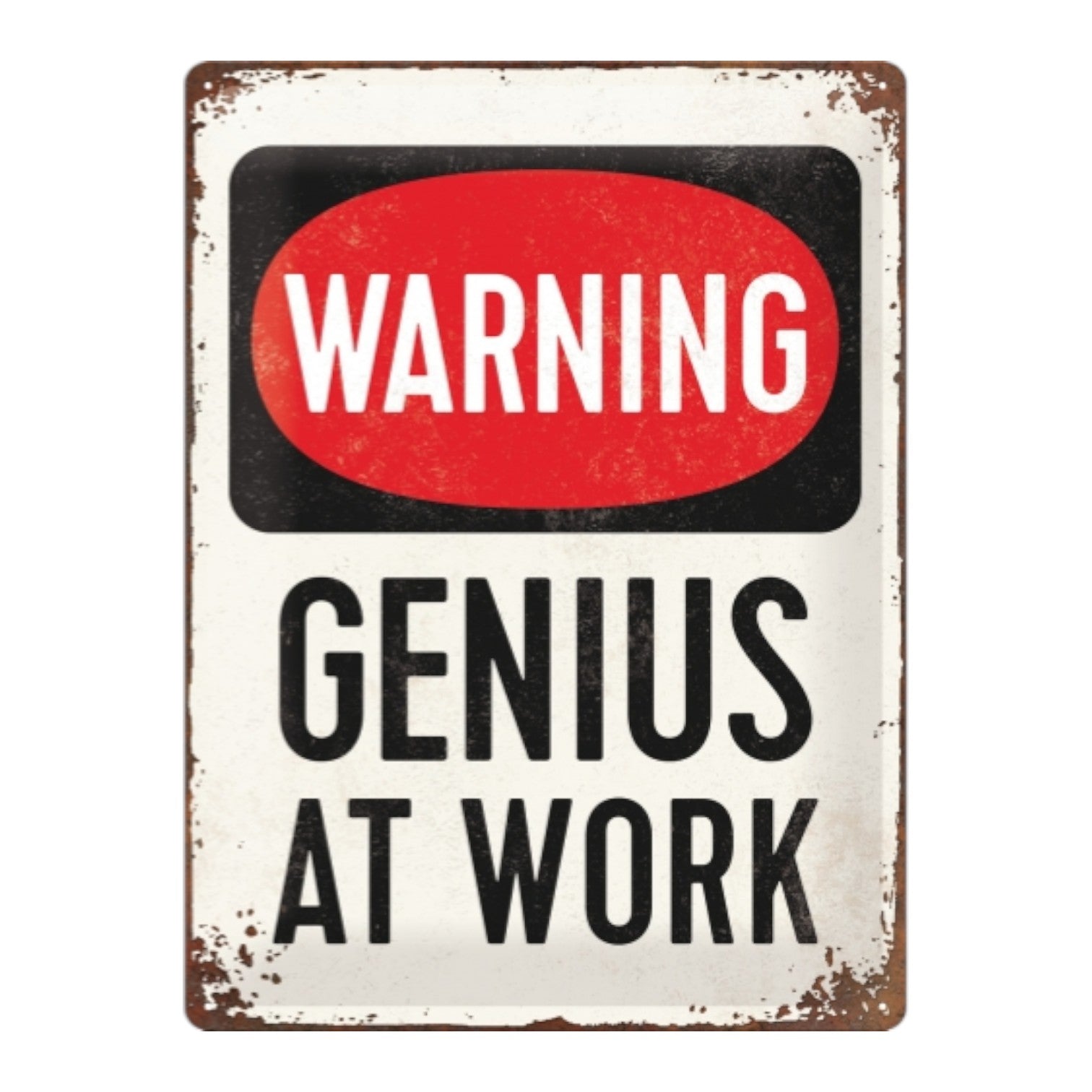Nostalgic Art Genius at Work Tin Sign - Large Nostalgic Art