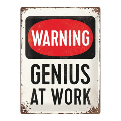 Nostalgic Art Genius at Work Tin Sign - Large Nostalgic Art