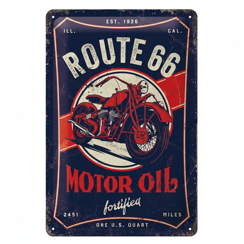 Nostalgic Art Route 66 Motor Oil Tin Sign - Medium Nostalgic Art