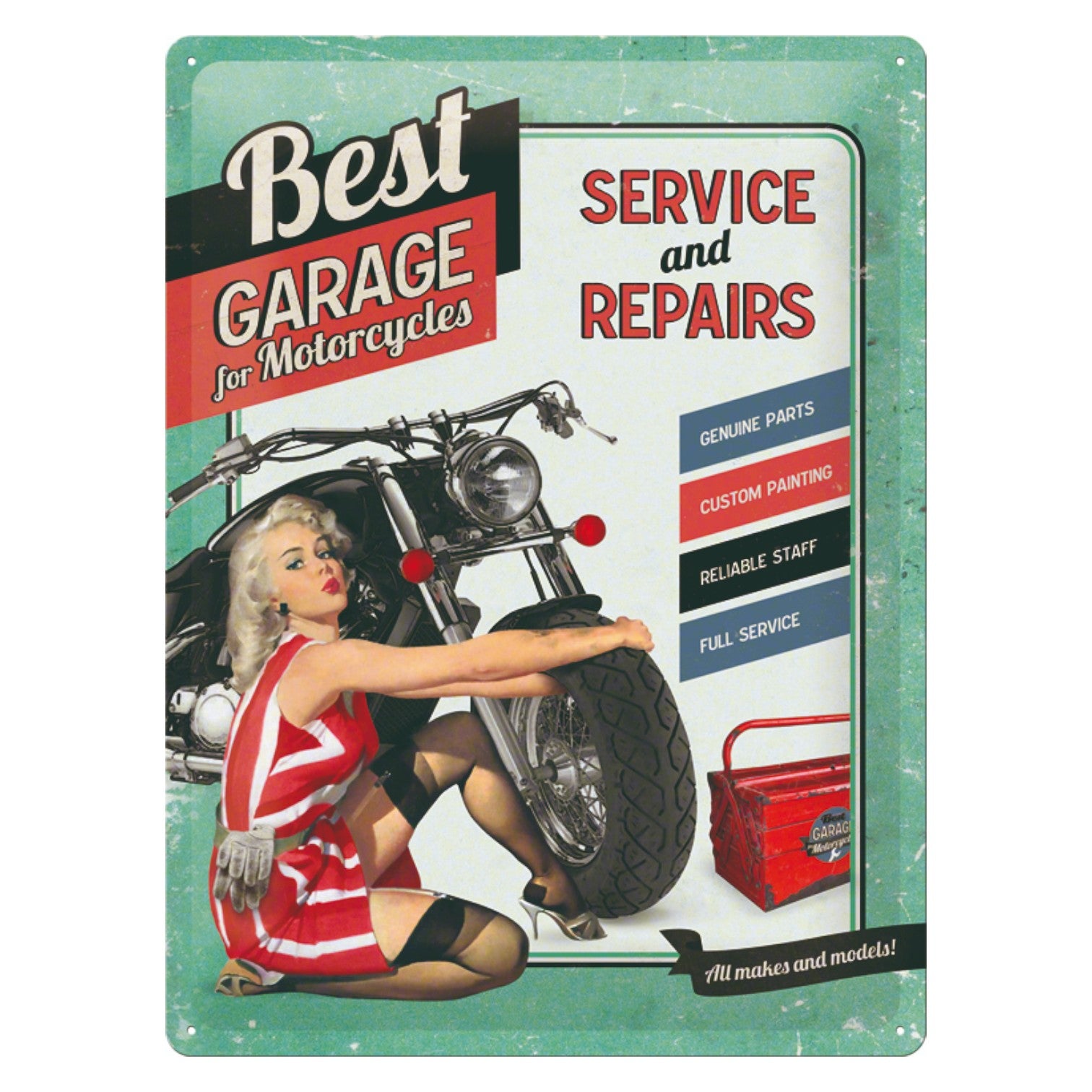 Nostalgic Art Best Garage Green Tin Sign - Large Nostalgic Art