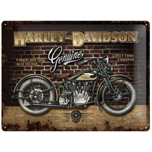 Nostalgic Art Harley Davidson Brick Wall Tin Sign - Large Nostalgic Art