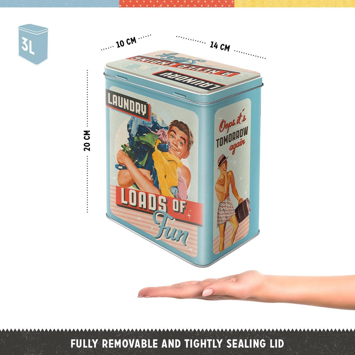 Nostalgic Art Laundry Today or Naked Tomorrow Storage Tin - L Nostalgic Art