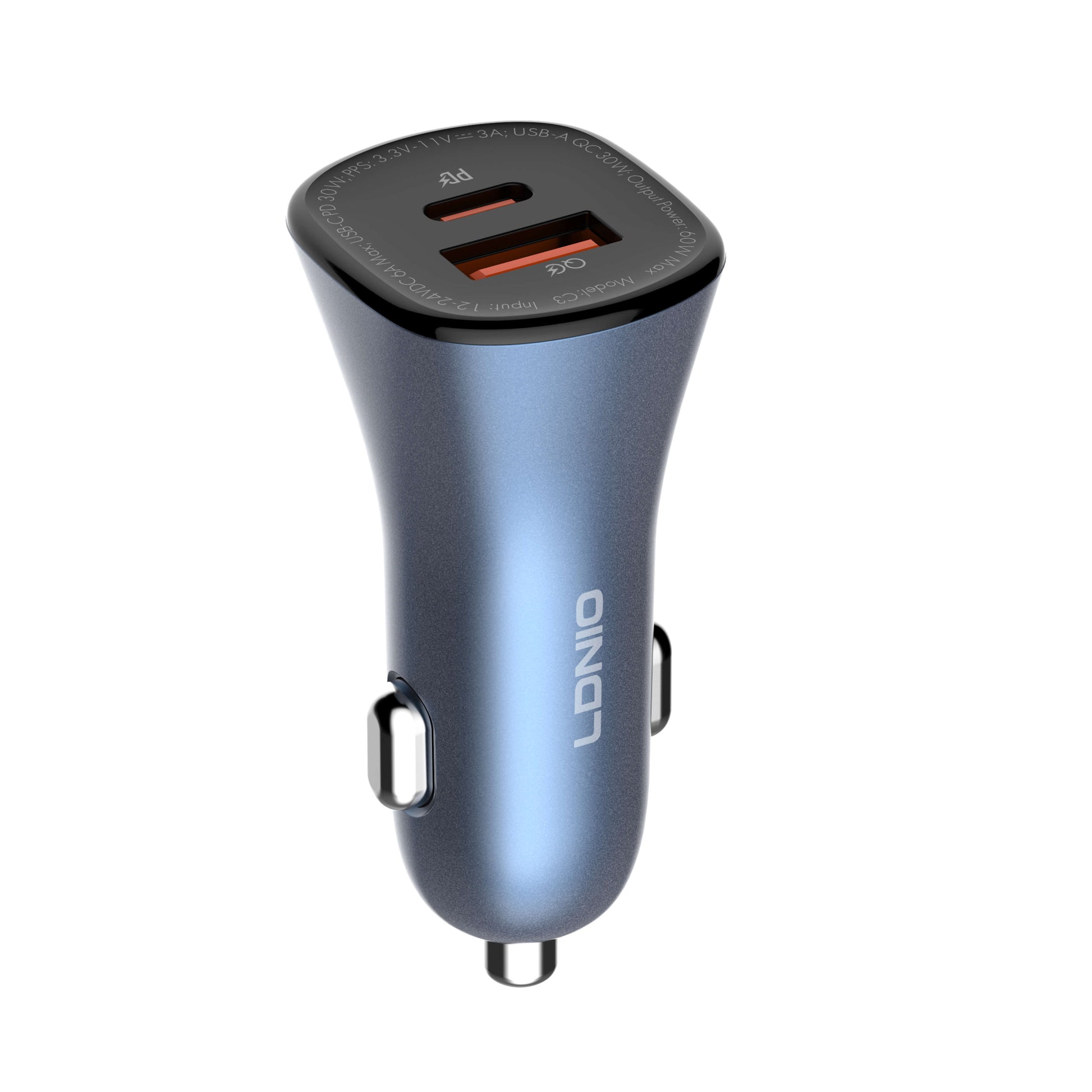 LDNIO 60W PD + QC USB-C & USB-A Fast Car Charger LDNIO