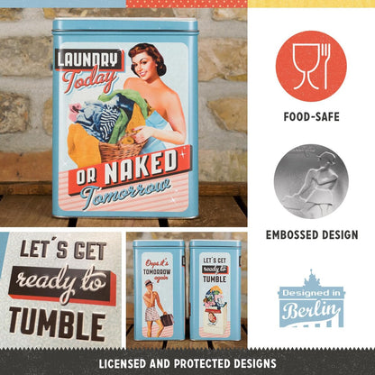 Nostalgic Art Laundry Today or Naked Tomorrow Storage Tin - L Nostalgic Art