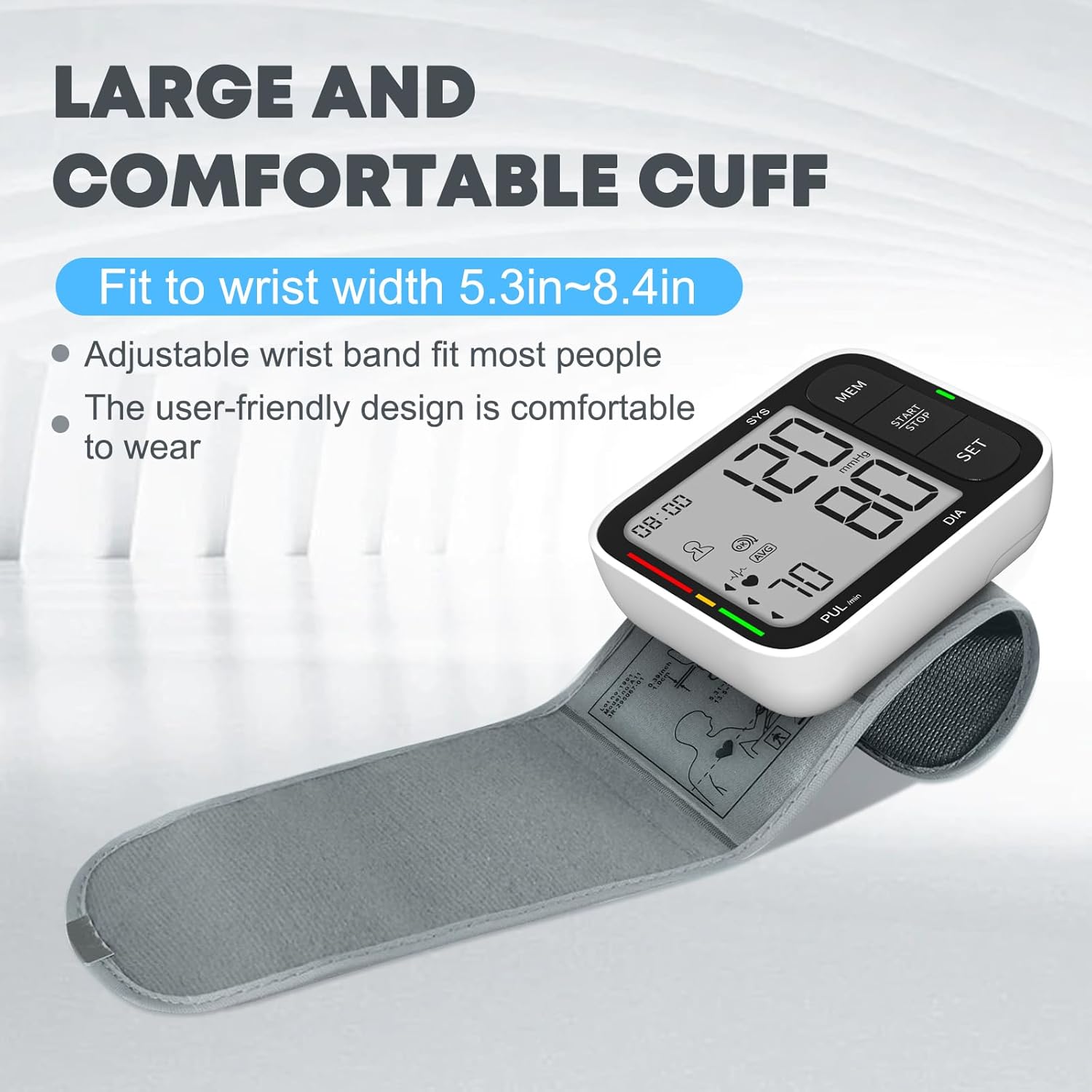 Automatic Wrist Blood Pressure Monitor with Adjustable Cuff Cartco