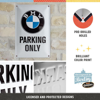 Nostalgic Art BMW Parking Only White Tin Sign - Medium Nostalgic Art
