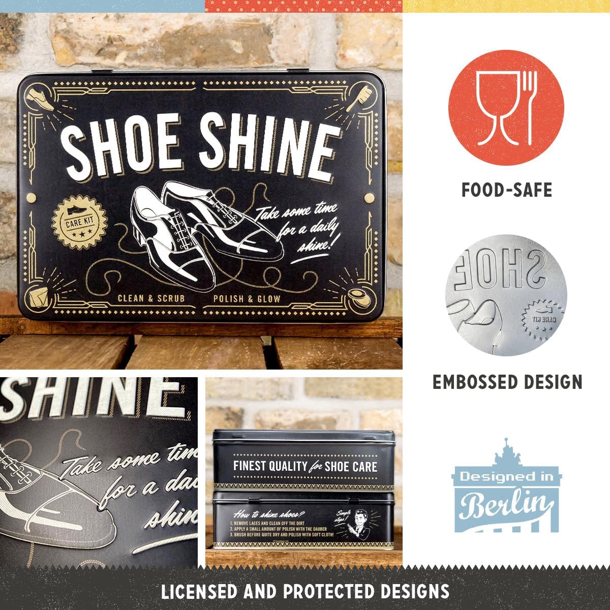 Nostalgic Art Shoe Shine Flat Storage Tin Nostalgic Art