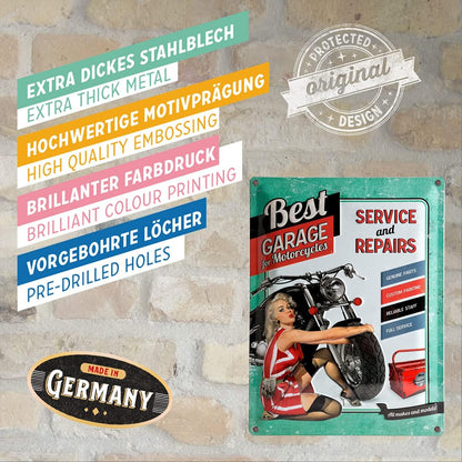 Nostalgic Art Best Garage Green Tin Sign - Large Nostalgic Art