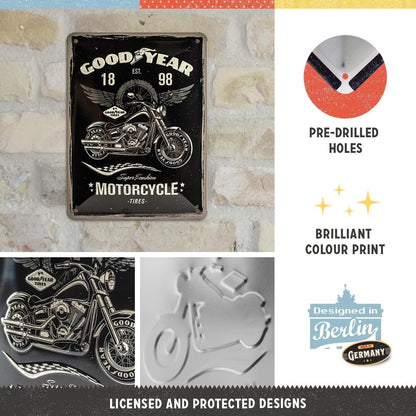 Nostalgic Art Good Year Motorcycle Tin Sign - Small Nostalgic Art