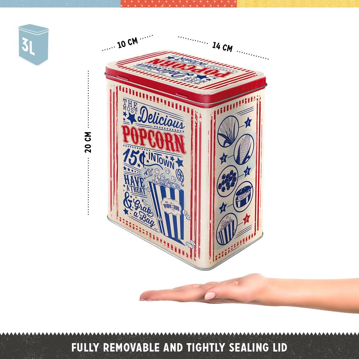 Nostalgic Art Popcorn Storage Tin - L Nostalgic Art