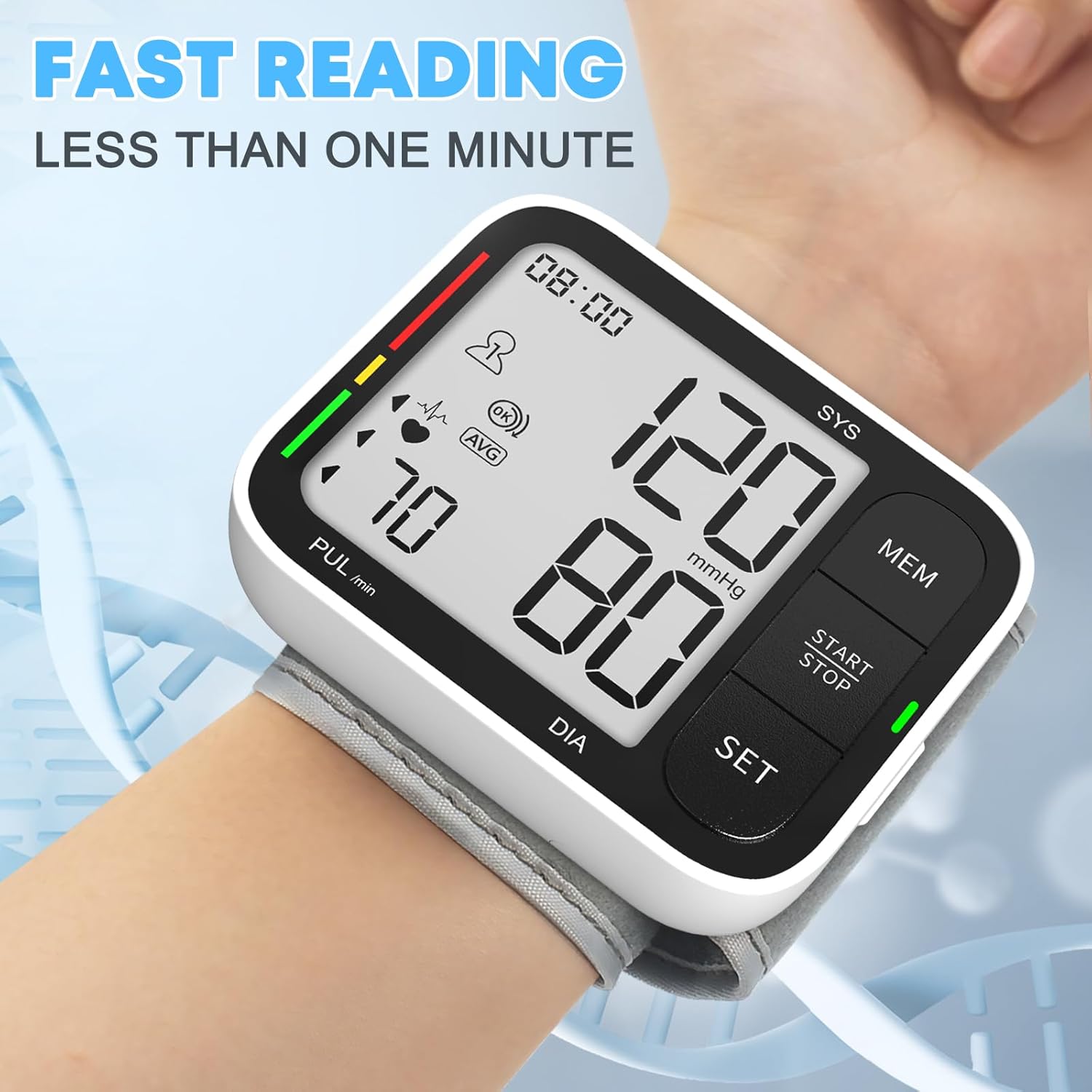 Automatic Wrist Blood Pressure Monitor with Adjustable Cuff Cartco