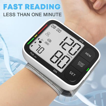 Automatic Wrist Blood Pressure Monitor with Adjustable Cuff Cartco
