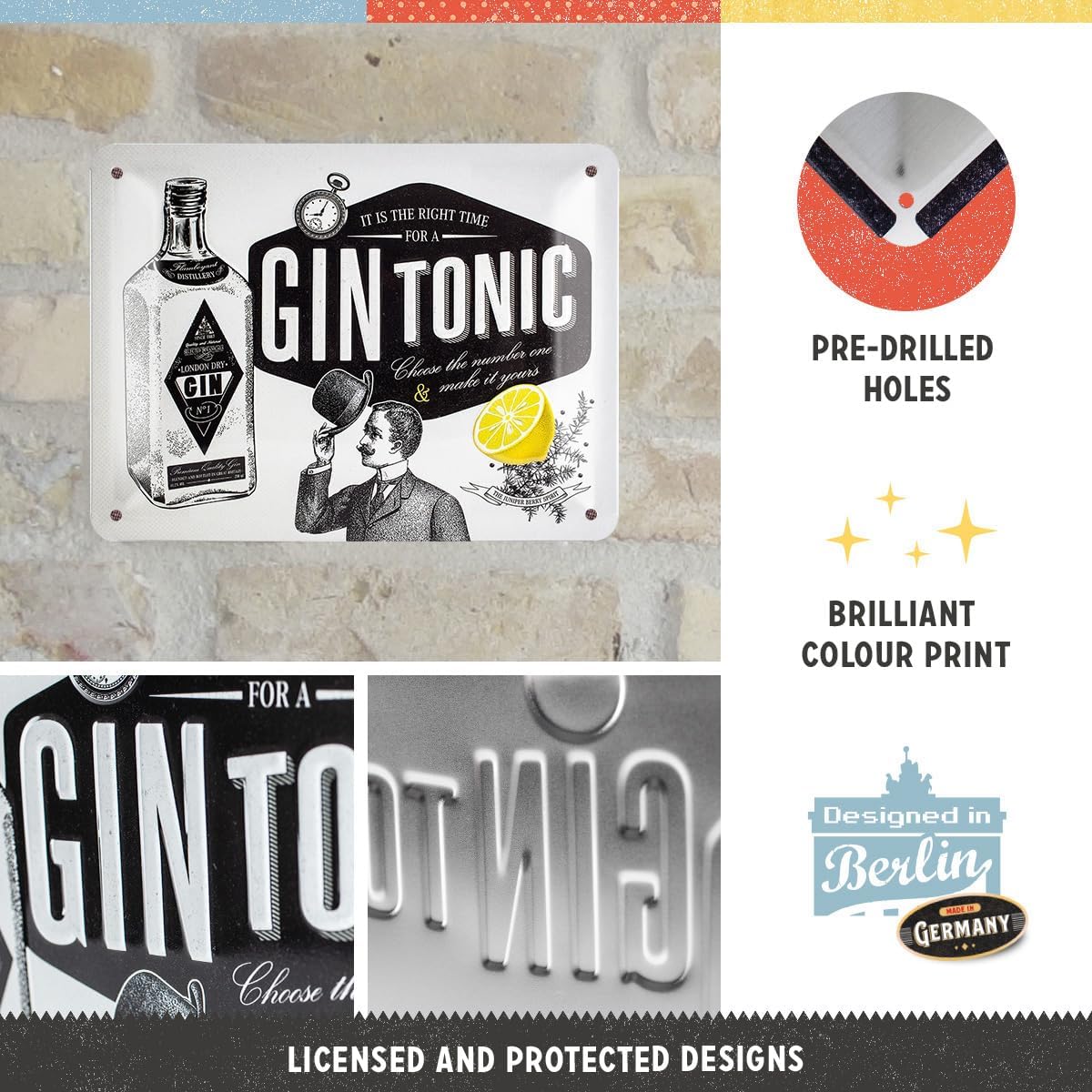 Nostalgic Art Gin Tonic Tin Sign - Small Nostalgic Art