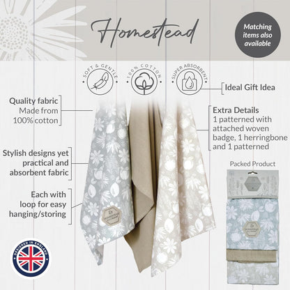 Cooksmart Homestead Tea Towel - 3 Pack Cooksmart England